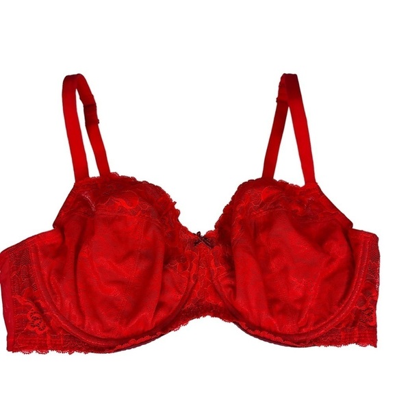 Cacique Unlined Full Coverage Red Lace Underwire Bra 40DD - Picture 1 of 8